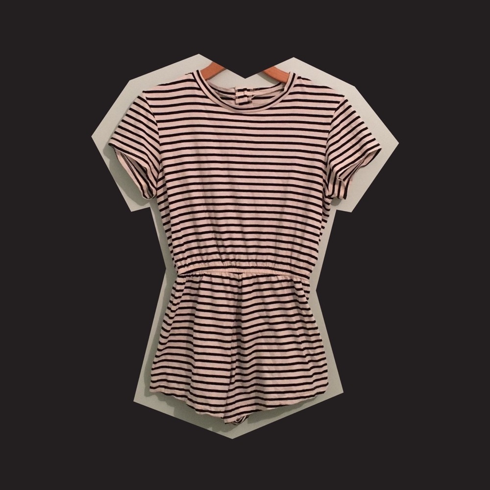 American Apparel Black striped romper